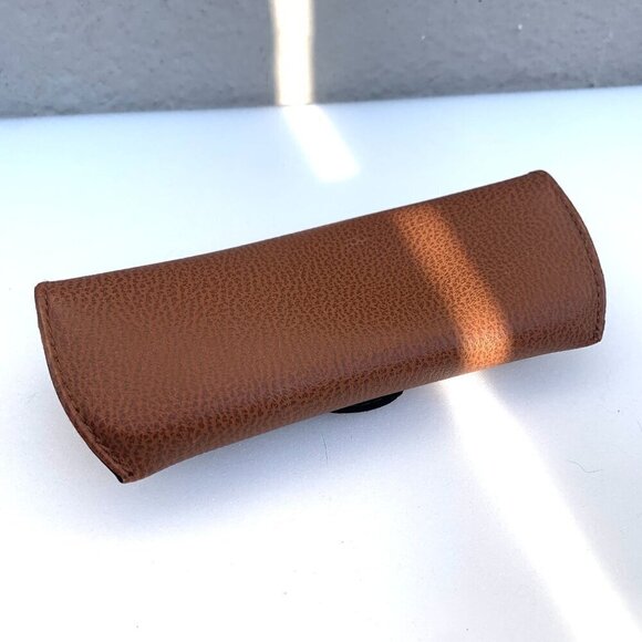 Ray Ban Brown Faux Leather Eyeglasses Sunglasses Case Soft Sided With Metal Snap - Picture 3 of 3